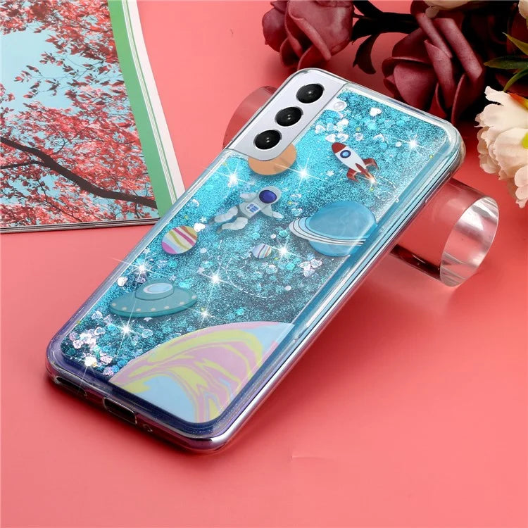 For Samsung Galaxy S24 TPU Case Embossment Pattern Quicksand Phone Cover