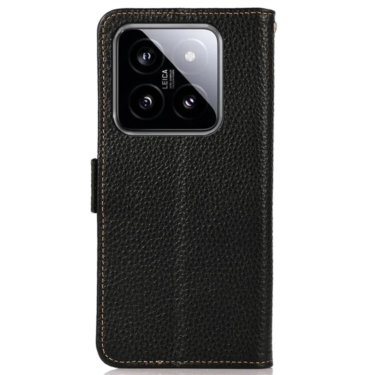 KHAZNEH For Xiaomi 14 Case Magnetic Clasp enuine Cow Leather Wallet Cover