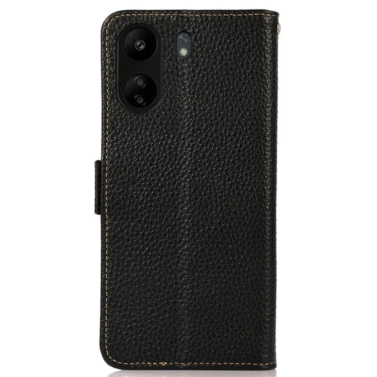 KHAZNEH For Xiaomi Redmi 13C 4G / Poco C65 4G Case RFID Blocking Litchi Texture Wallet Cover