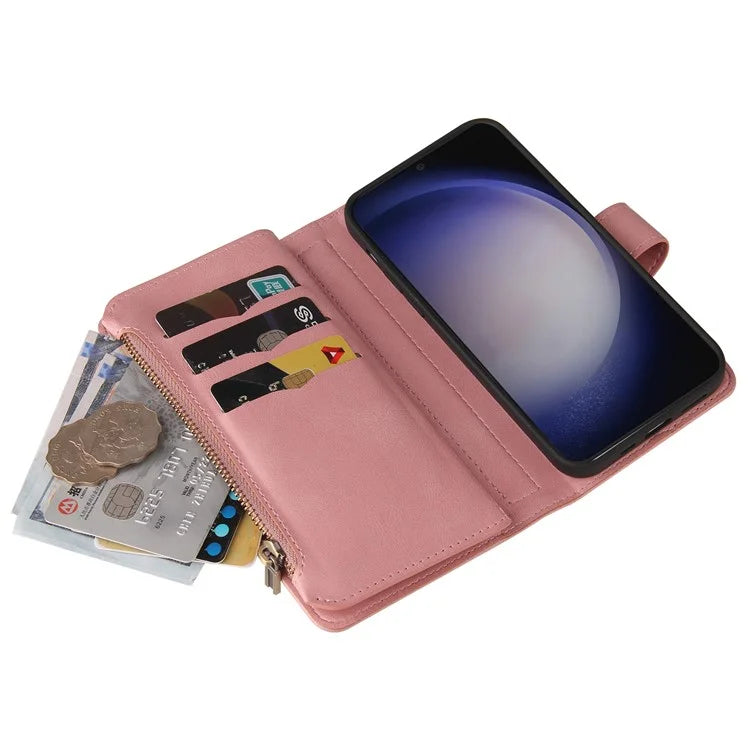 KT Multi-Functional Series-2 For Samsung Galaxy S24+ Cover Zipper Wallet Multiple Card Slots Phone Case