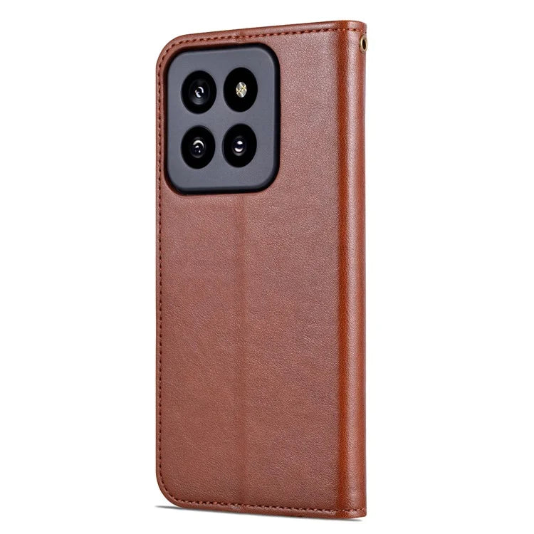 AZNS PU Leather Phone Shell for Xiaomi 14 Pro Case Anti-scratch Wallet Magnetic Phone Cover