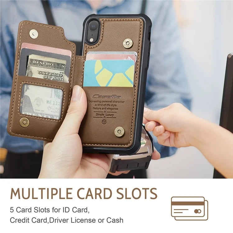 CASEME C22 Series For iPhone XR 6.1 inch Case RFID Blocking Litchi Texture Leather Phone Cover