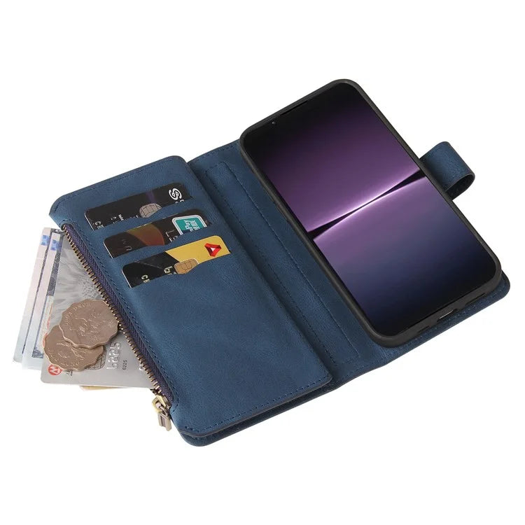 KT Multi-Functional Series-2 For Sony Xperia 1 V Case Zipper Leather Wallet Phone Protector