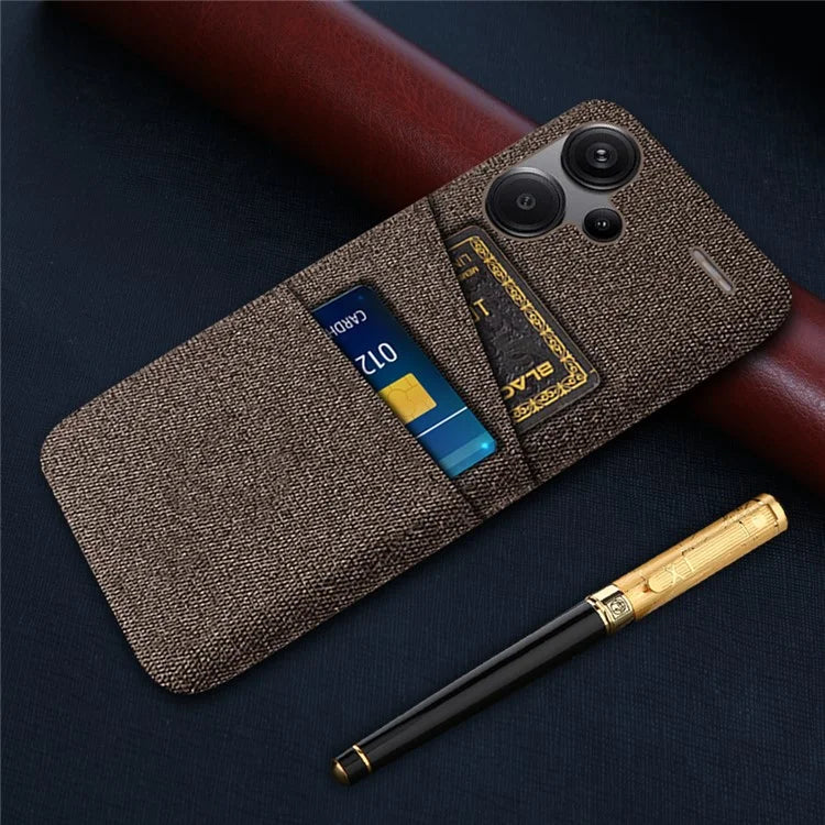 Protective Slim Cover for Xiaomi Redmi Note 13 Pro+ 5G Case Dual Card Holder Hard PC+Cloth Phone Case
