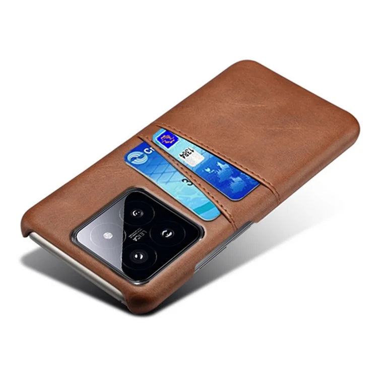 For Xiaomi 14 Pro Case Dual Card Slots PU Leather+PC Anti-drop Phone Cover
