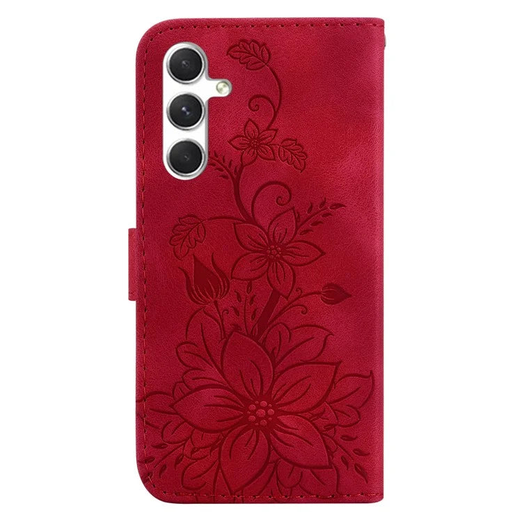 For Samsung Galaxy S24 Case Flower Imprint Wallet Phone Cover