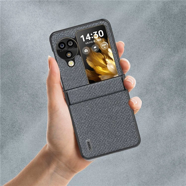 ABEEL For Oppo Find N3 Flip 5G Case Magnetic PU Leather+PC Rhinestone Texture Phone Cover