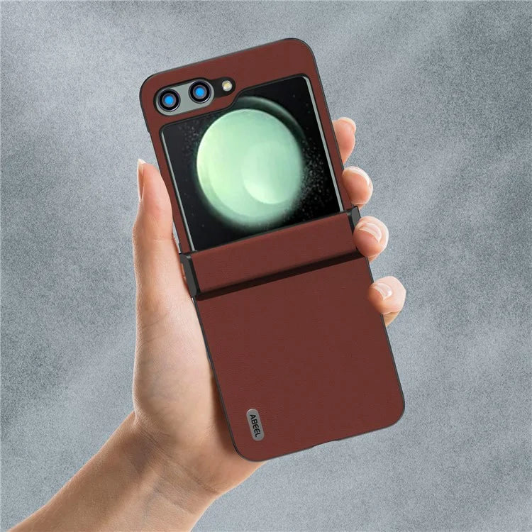 ABEEL For Samsung Galaxy Z Flip5 5G Case Silky Touch Genuine Cow Leather Phone Back Cover