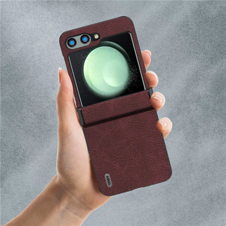 ABEEL For Samsung Galaxy Z Flip5 5G Case Hinge Design Litchi Texture Phone Cover