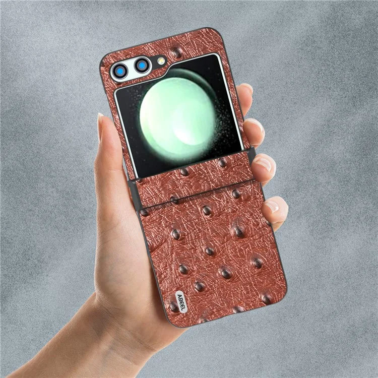 ABEEL For Samsung Galaxy Z Flip5 5G Case Ostrich Texture Hinge Protection Phone Cover