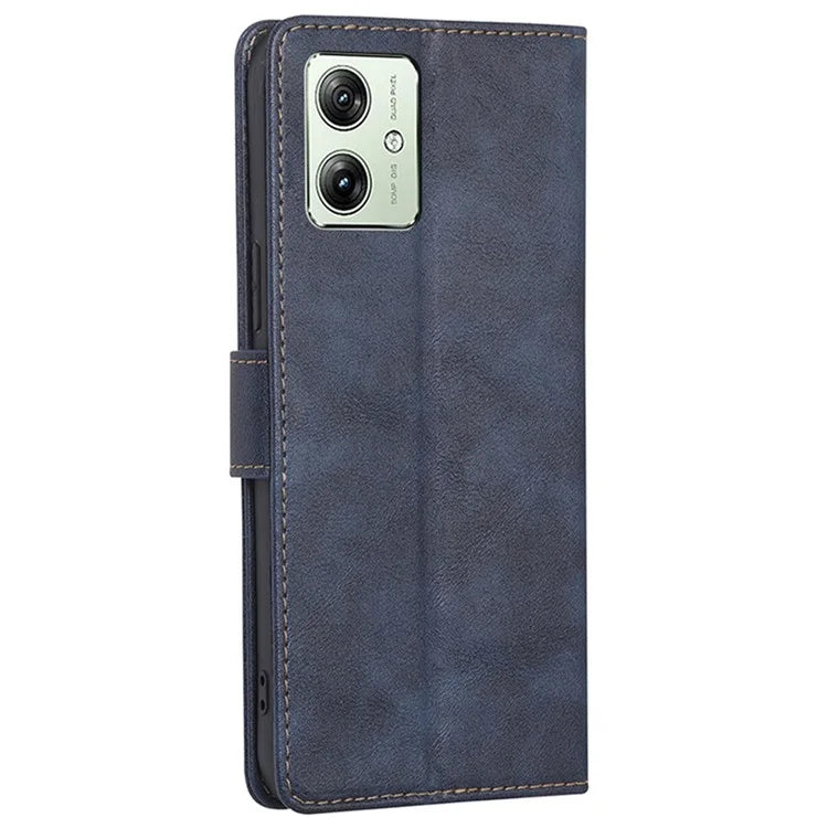For Motorola Moto G54 5G Phone Case Cowhide Texture RFID Blocking Wallet Stand Shell