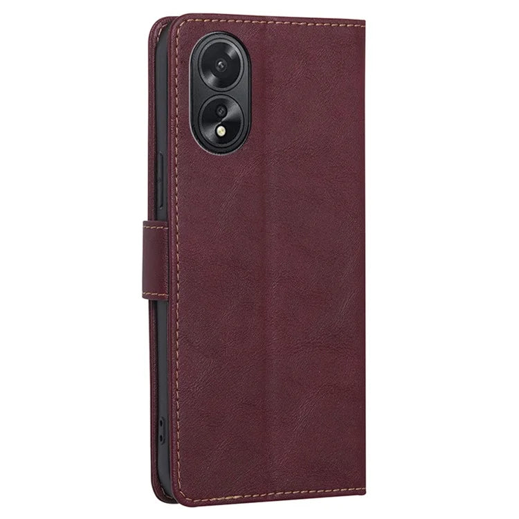 For Oppo A38 4G / A18 4G Case PU Leather Cowhide Texture Shockproof Stand Cover