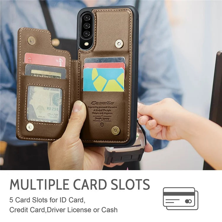 CASEME C22 Series for Samsung Galaxy A50 Case TPU+PU Leather Litchi Texture Kickstand Cover
