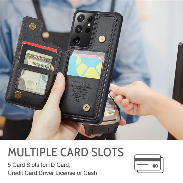 CASEME C22 Series For Samsung Galaxy S21 Ultra 5G Case Anti-scratch TPU+PU Leather Mobile Phone Cover
