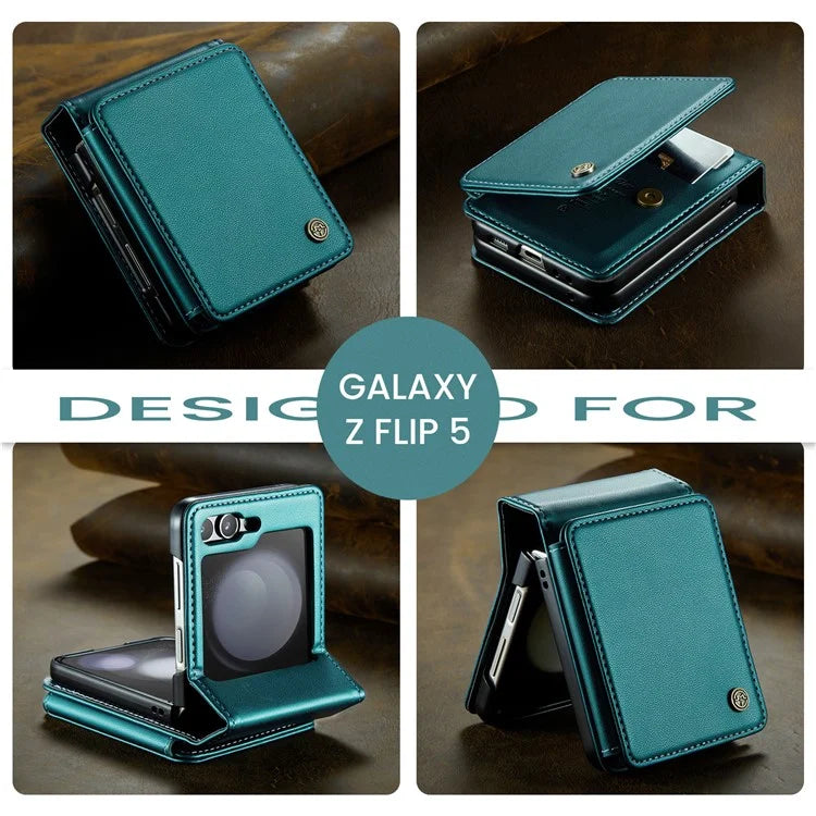 CASEME C22 Series For Samsung Galaxy Z Flip5 5G Phone Case RFID Blocking Leather+TPU Shell Cover