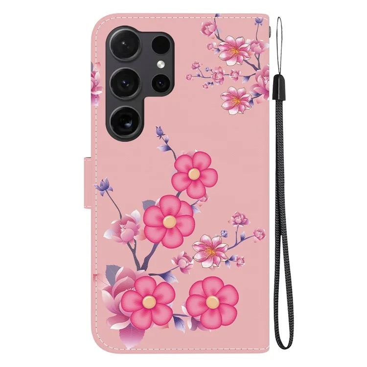For Samsung Galaxy S24 Ultra Case PU Leather 3D Pattern Flip Phone Cover