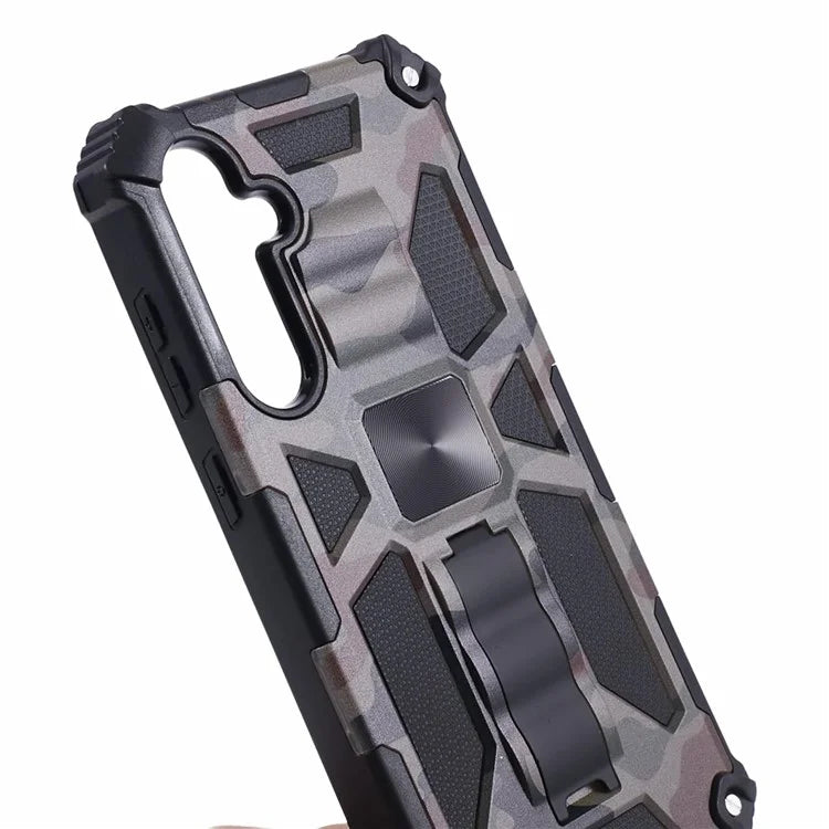 For Samsung Galaxy S23 FE Case Camouflage Kickstand Anti-drop Phone Cover