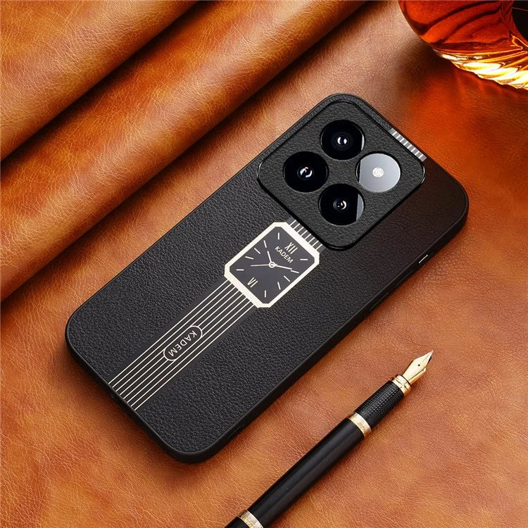 KADEM For Xiaomi 14 Pro Case Electroplating Anti-shock Leather+Acrylic+TPU Phone Cover