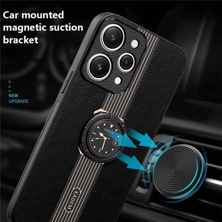 KADEM For Xiaomi Redmi 12 4G Cell Phone Cases Ring Kickstand Leather Coated Protective Cover