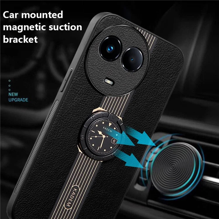 KADEM For Realme 11 5G (Global) / 11x 5G / Narzo 60 5G Case Ring Kickstand PU+TPU+Acrylic Slim Phone Cover