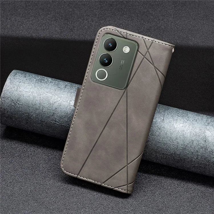 BINFEN COLOR BF05 For vivo Y200 (India) 5G Case Imprinted Wallet Shockproof PU Leather Phone Shell