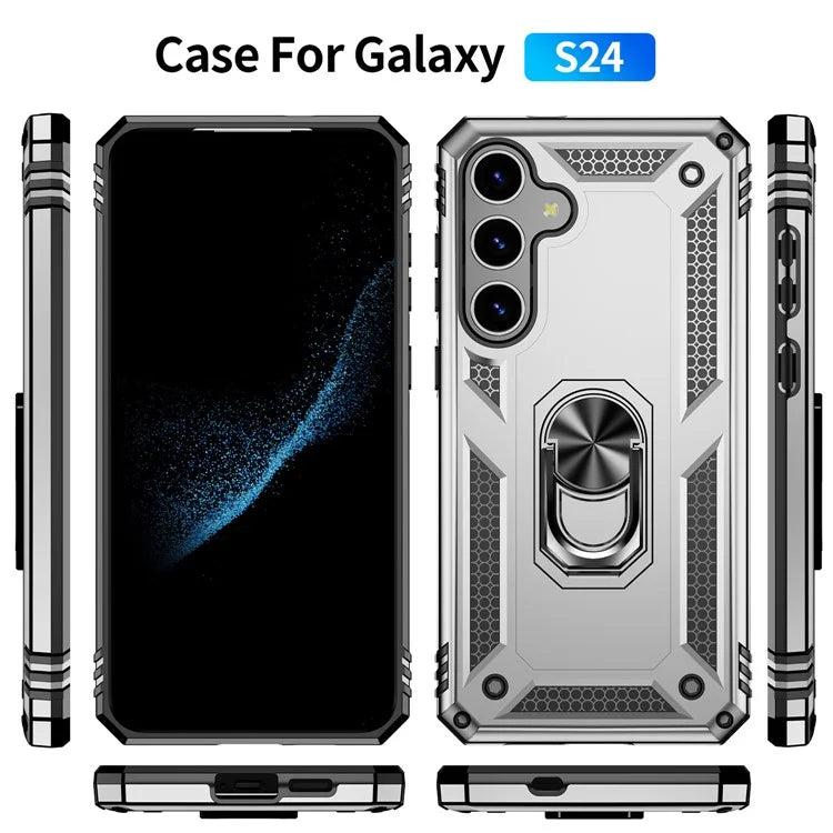 For Samsung Galaxy S24+ Case TPU+PC Phone Cover with Ring Kickstand