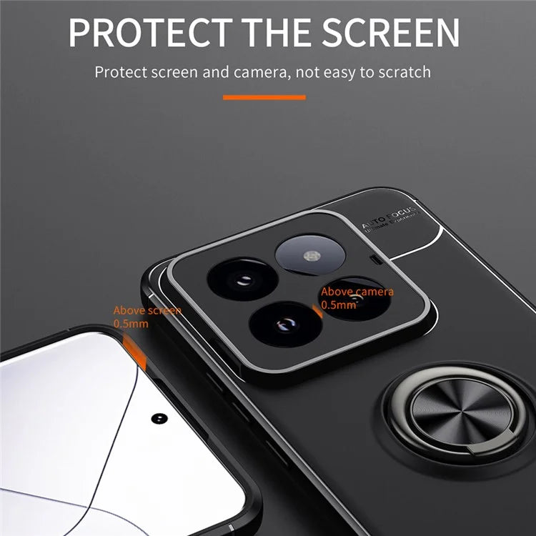 For Xiaomi 14 Pro Case Shockproof Finger Ring Holder TPU Phone Cover with Kickstand