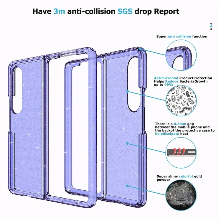 For Samsung Galaxy Z Fold4 5G Folding Phone Case Glitter PC + TPU Cover