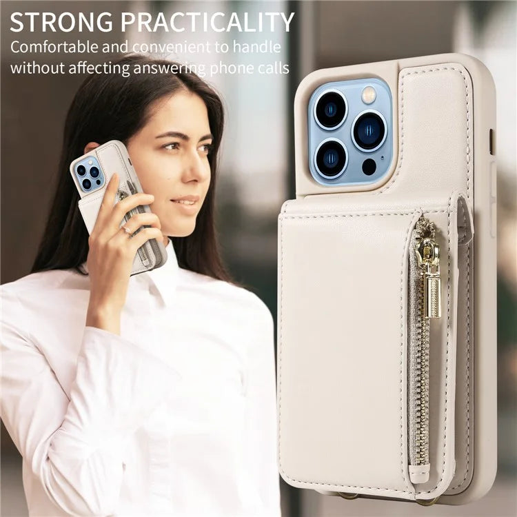 For iPhone 13 Pro Max 6.7 inch Shockproof Case RFID Blocking PU+TPU Wallet Phone Cover with Kickstand