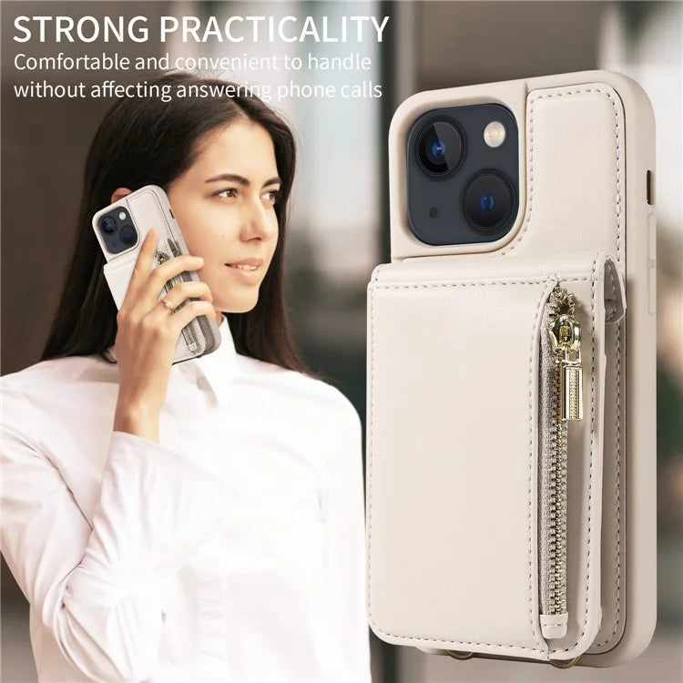 For iPhone 13 6.1 inch Case Shockproof RFID Blocking Phone Case with Kickstand and Straps