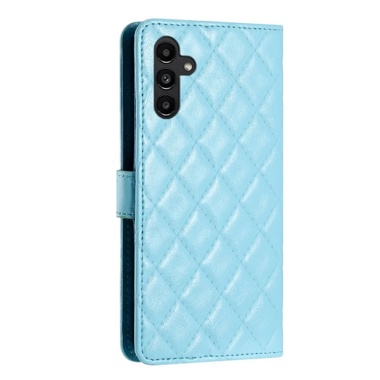 For Samsung Galaxy A05s 4G Case Rhombus Grid PU Leather Wallet Cover