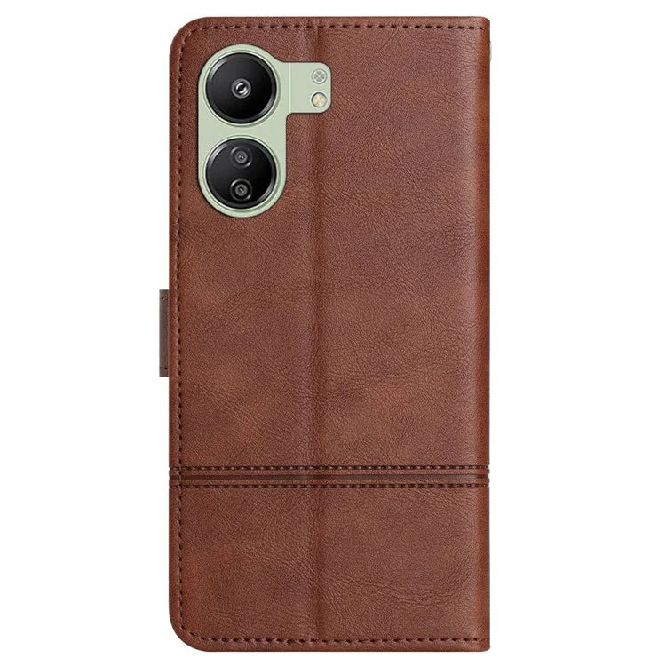 For Xiaomi Redmi 13C 4G / Poco C65 4G Case Line Imprinted Phone Wallet Cover