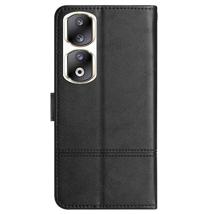 For Honor 90 Pro Case Line Imprinted Leather Phone Cover with Wallet Stand
