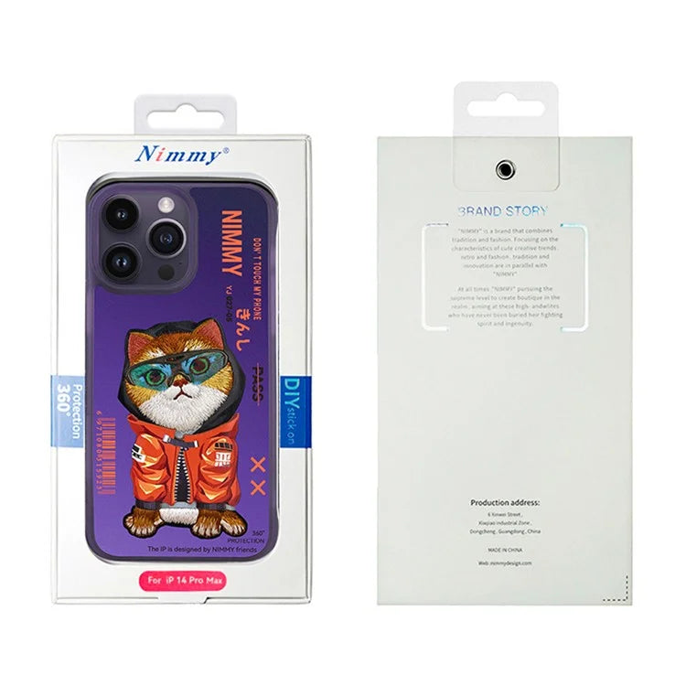 NIMMY For iPhone 15 Pro Max Back Cover Cool Patten Embroidered Phone Case
