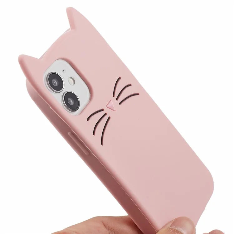 For iPhone 12 mini 5.4 inch Cell Phone Cases 3D Moustache Cat Silicone Back Cover