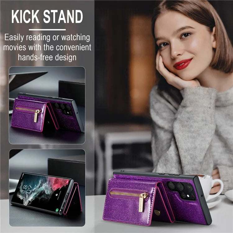 DG.MING M3 Series For Samsung Galaxy S24 Ultra Case Detachable Wallet Phone Kickstand Cover