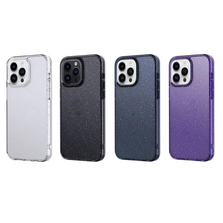 For iPhone 15 Pro Max Cover Glitter Powder Clear Anti-fall Cell Phone Case Black