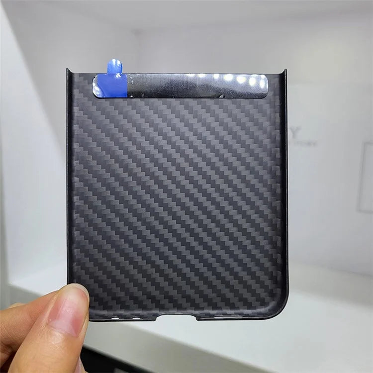 Phone Cover for Samsung Galaxy Z Flip5 5G Case 1500D Coarse Texture Aramid Fiber Phone Shell with Metal Rear Lens Frame