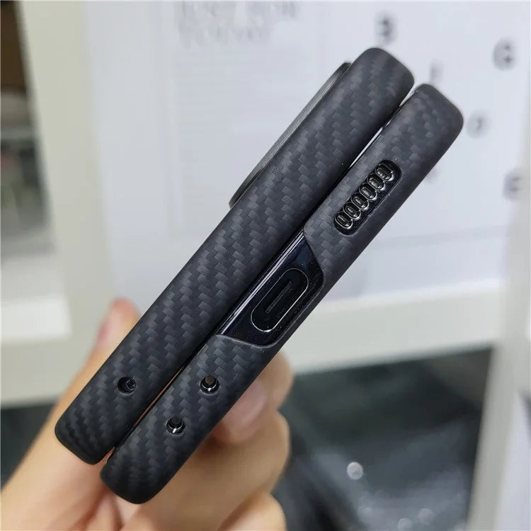 For Samsung Galaxy Z Flip5 5G Case 600D Fine Texture Metal Lens Frame Aramid Fiber Phone Shell