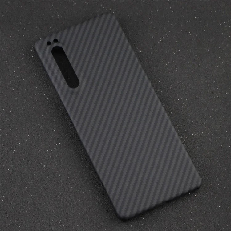 Aramid Fiber Phone Cover for Sony Xperia 1 II Case 1500D Coarse Texture Black Case with Big Lens Cutout