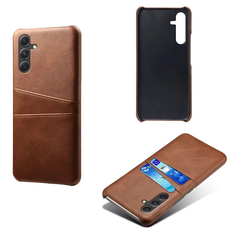 For Samsung Galaxy S24+ Cell Phone Case PU+Hard PC Anti-scratch Card Holder Back Shell