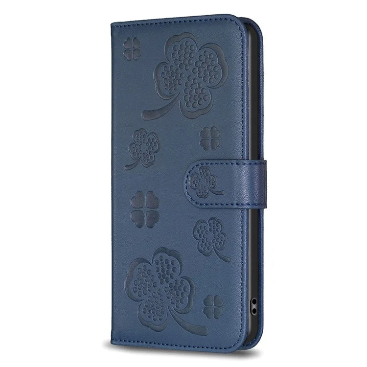 For Oppo A78 4G Wallet Cover PU Leather Clover Imprinted Flip Phone Case