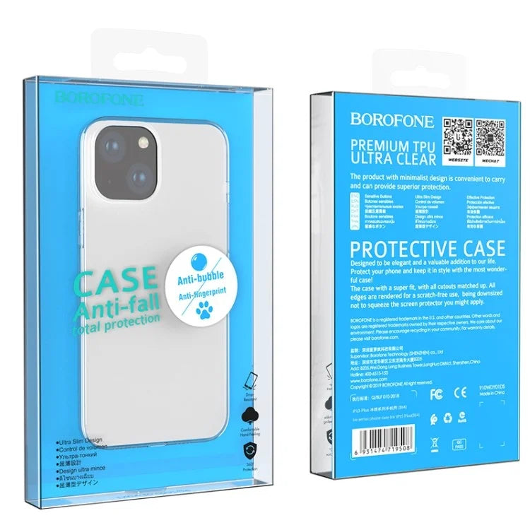 BOROFONE Ice Series For iPhone 15 Plus Case Slim-Fit Soft TPU Transparent Phone Protective Shell