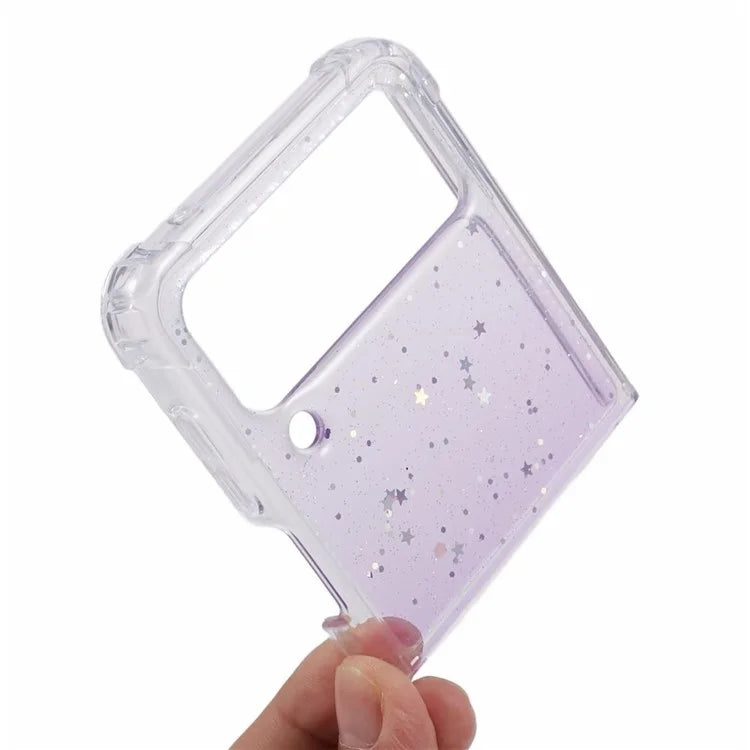 JTW Series For Samsung Galaxy Z Flip3 5G Magnetic Case Sparkle Epoxy TPU+Acrylic Phone Back Shell