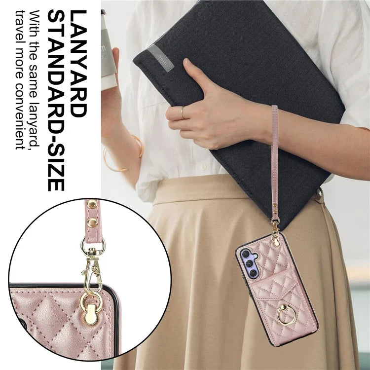 For Samsung Galaxy S23 FE Case Card Holder Ring Kickstand Leather+TPU Crossbody Cover