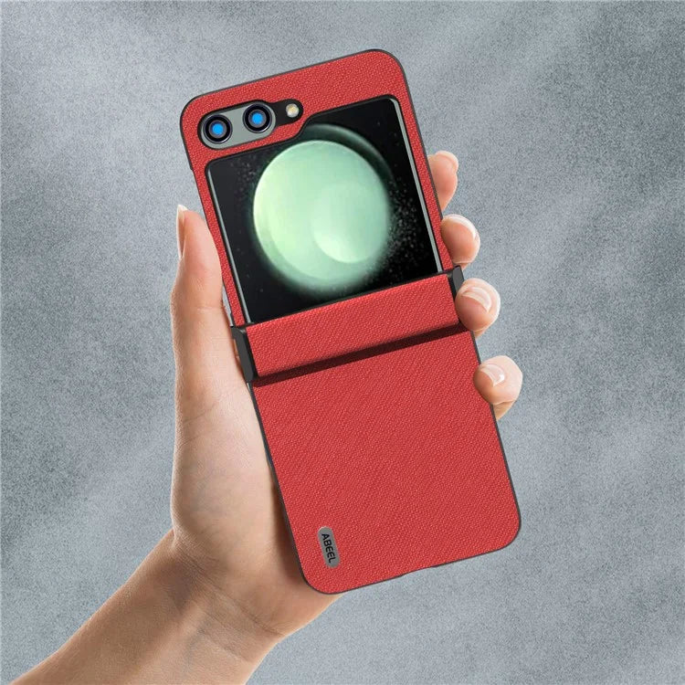 ABEEL For Samsung Galaxy Z Flip5 5G Case with Hinge Protection Cross Texture Phone Cover