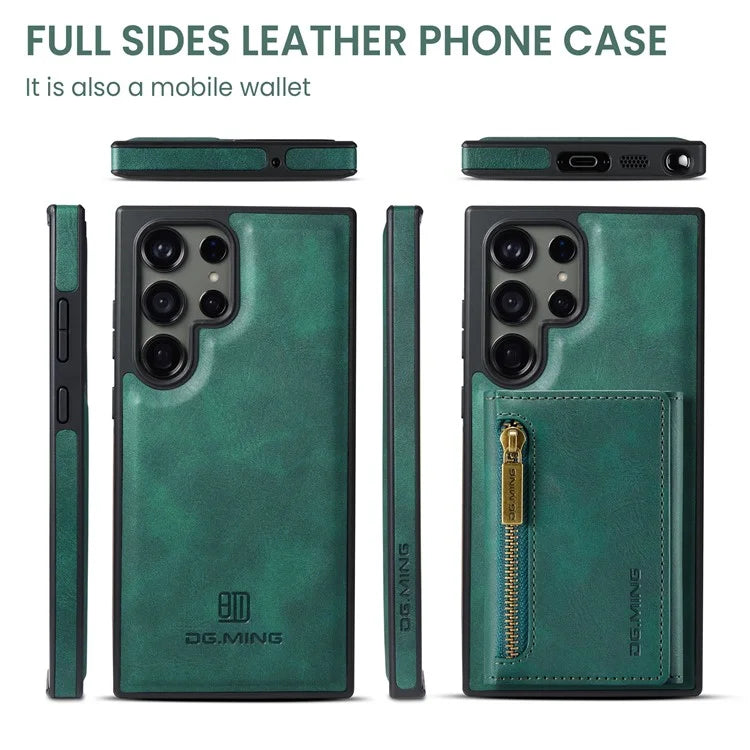 DG.MING M5 Series For Samsung Galaxy S24 Ultra Case Kickstand Leather Phone Back Cover