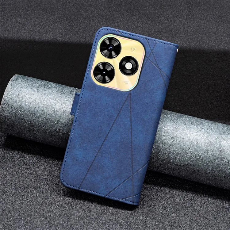 BINFEN COLOR BF05 For Transsion Tecno Spark 20C Case Stand Wallet Geometric Line Leather Cover