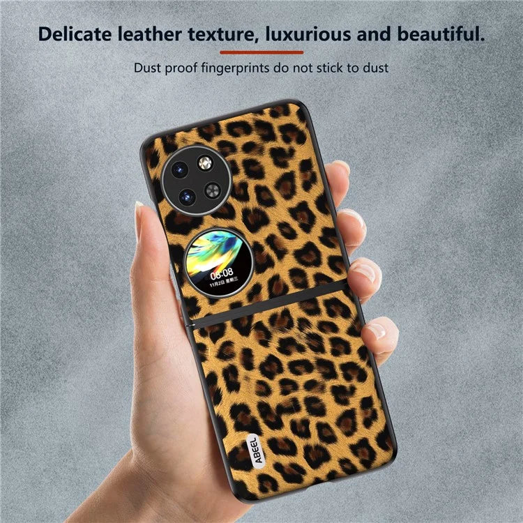 ABEEL For Huawei Pocket 2 Phone Case PU Leather Leopard Pattern Back Cover