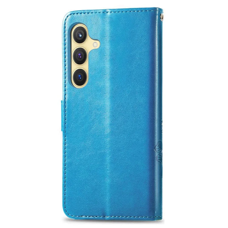 For Samsung Galaxy S24 Case Four-leaf Clover Pattern Leather Phone Cover Wallet